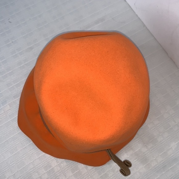 1960's "Christian Dior" vibrant Orange Women's Hat / Soft Wool Felt - Picture 7 of 9